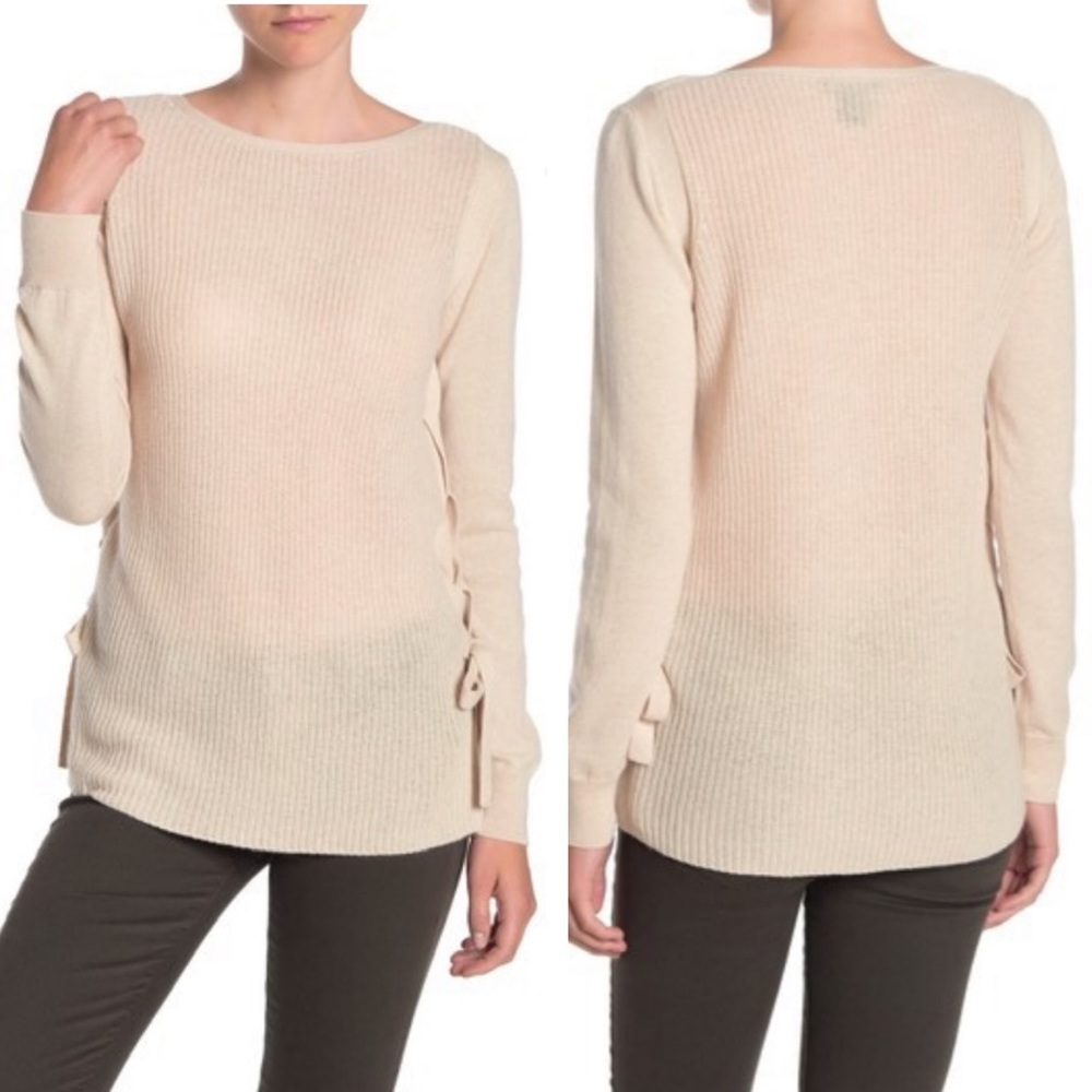 Sofia Cashmere Lace-Up Side Cashmere Sweater